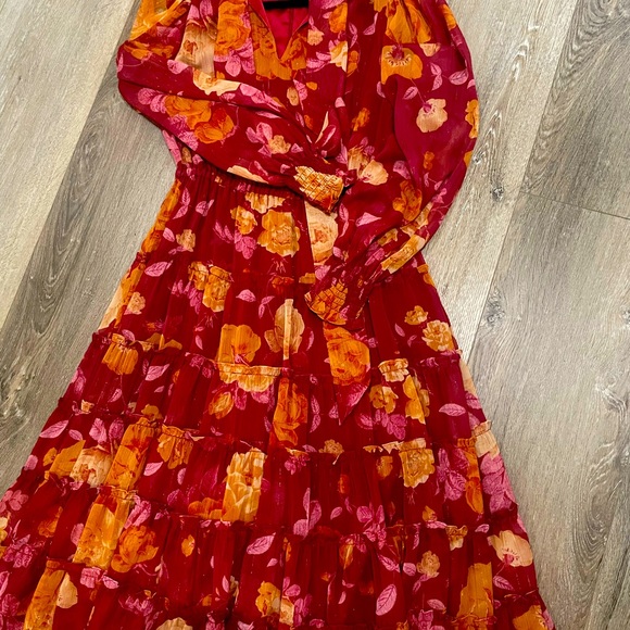 Rachel Parcell Floral Ruffle Tiered Midi Dress S - Picture 3 of 5